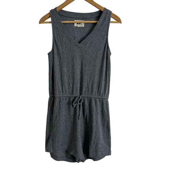 Madewell MWL Breeze Drawstring Romper Gray Small Lounge Comfort Heather Zinc XS - Picture 3 of 5